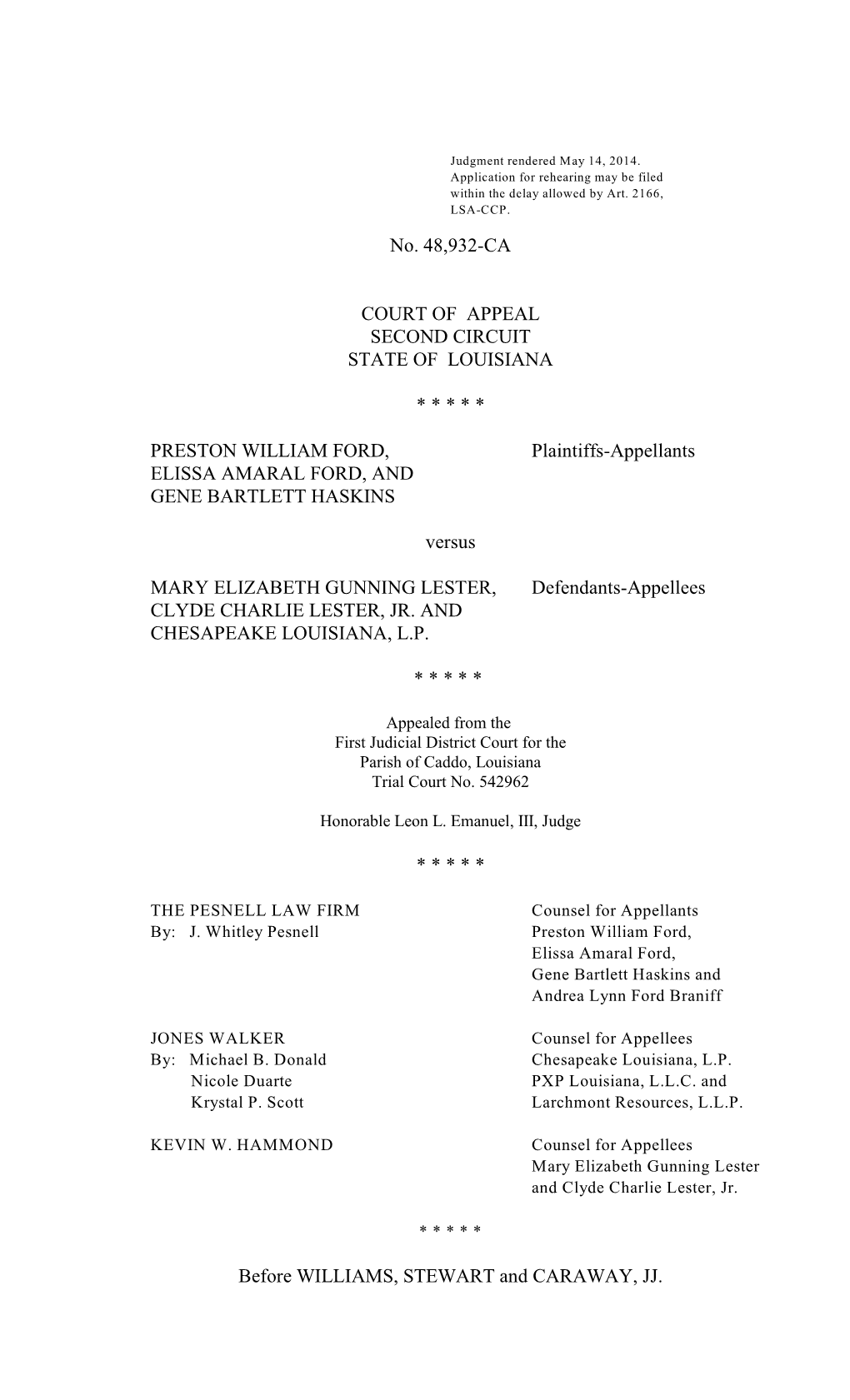 No. 48,932-CA COURT of APPEAL SECOND CIRCUIT STATE OF