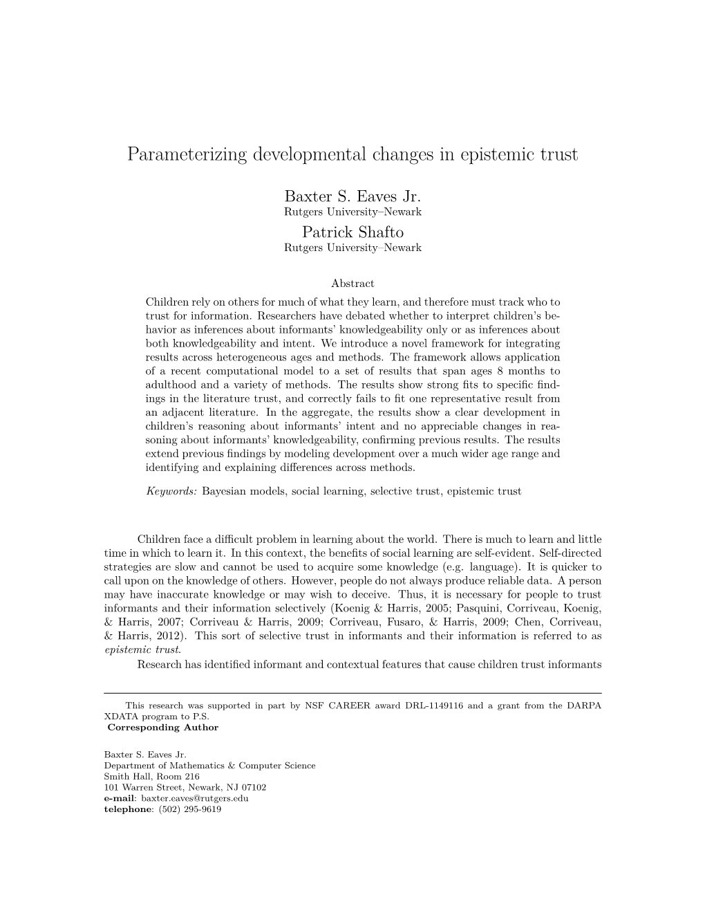 Parameterizing Developmental Changes in Epistemic Trust