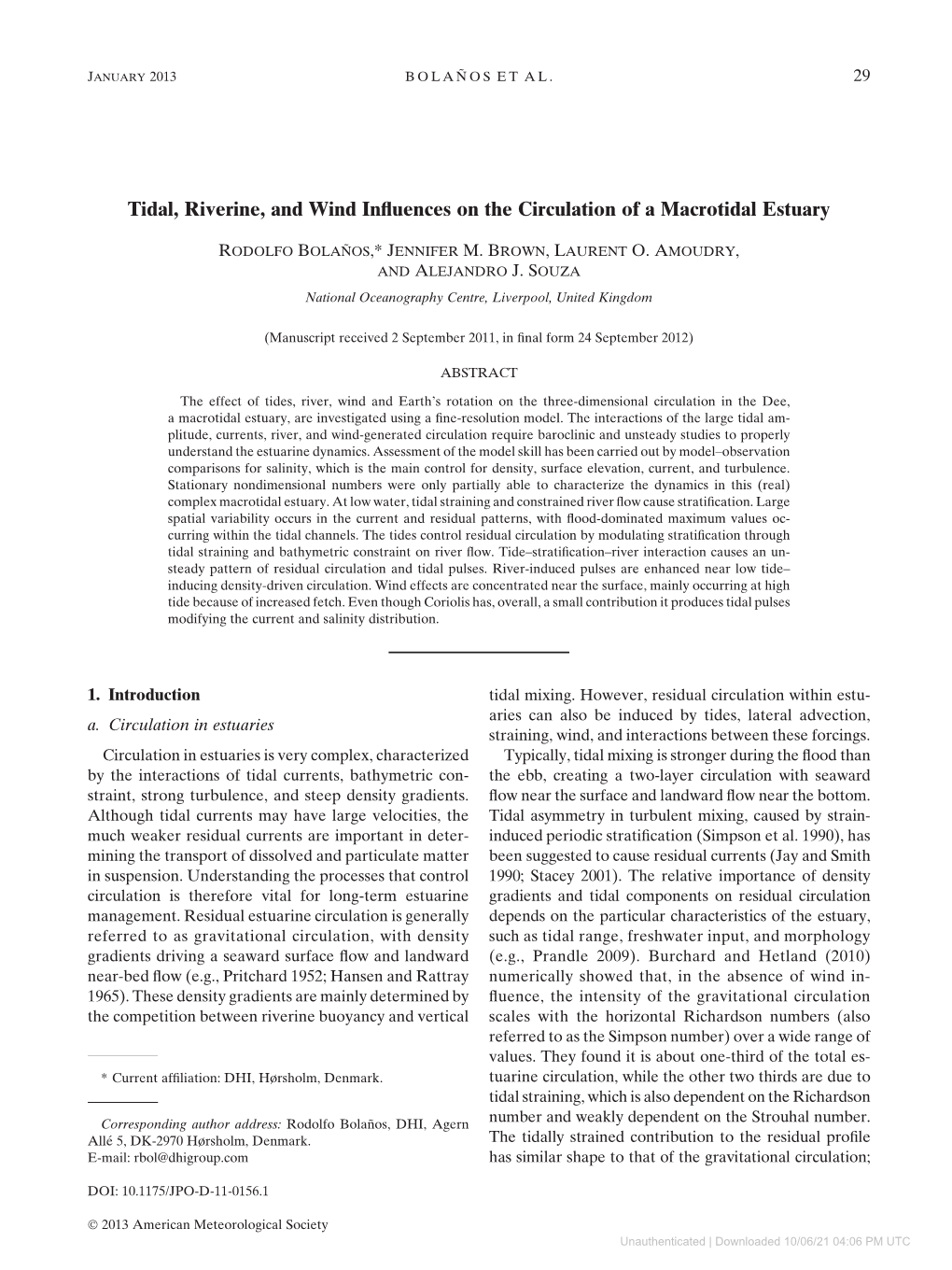 Downloaded 10/06/21 04:06 PM UTC 30 JOURNAL of PHYSICAL OCEANOGRAPHY VOLUME 43 Consequently Its Inﬂuence Is Often Underestimated