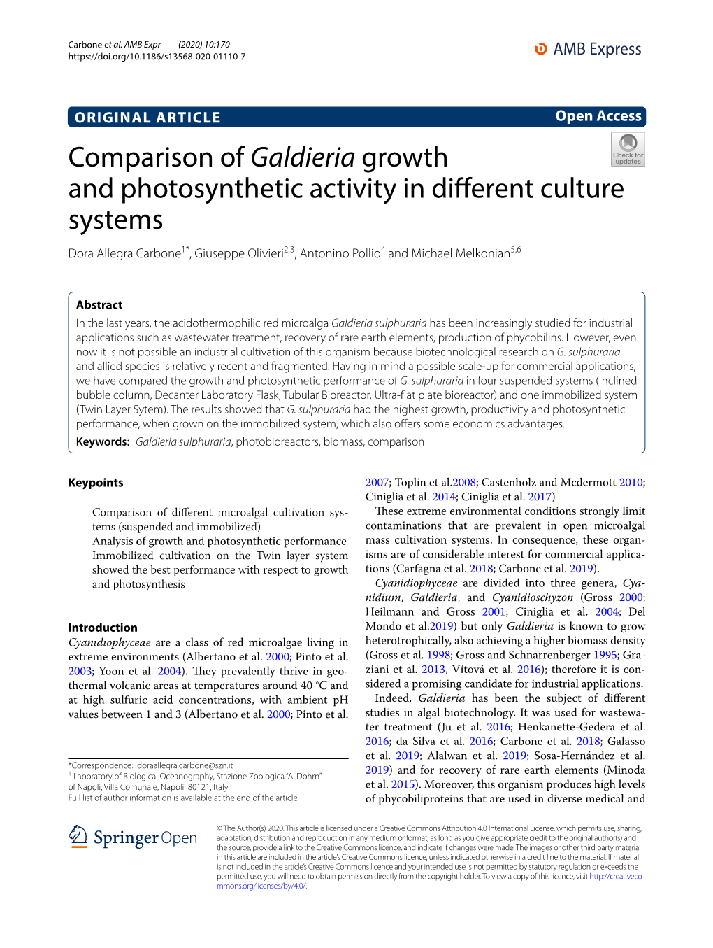 Comparison of Galdieria Growth and Photosynthetic