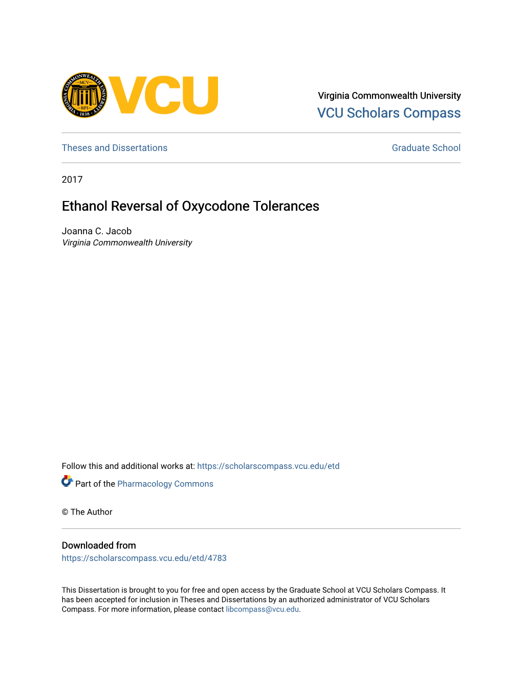 Ethanol Reversal of Oxycodone Tolerances