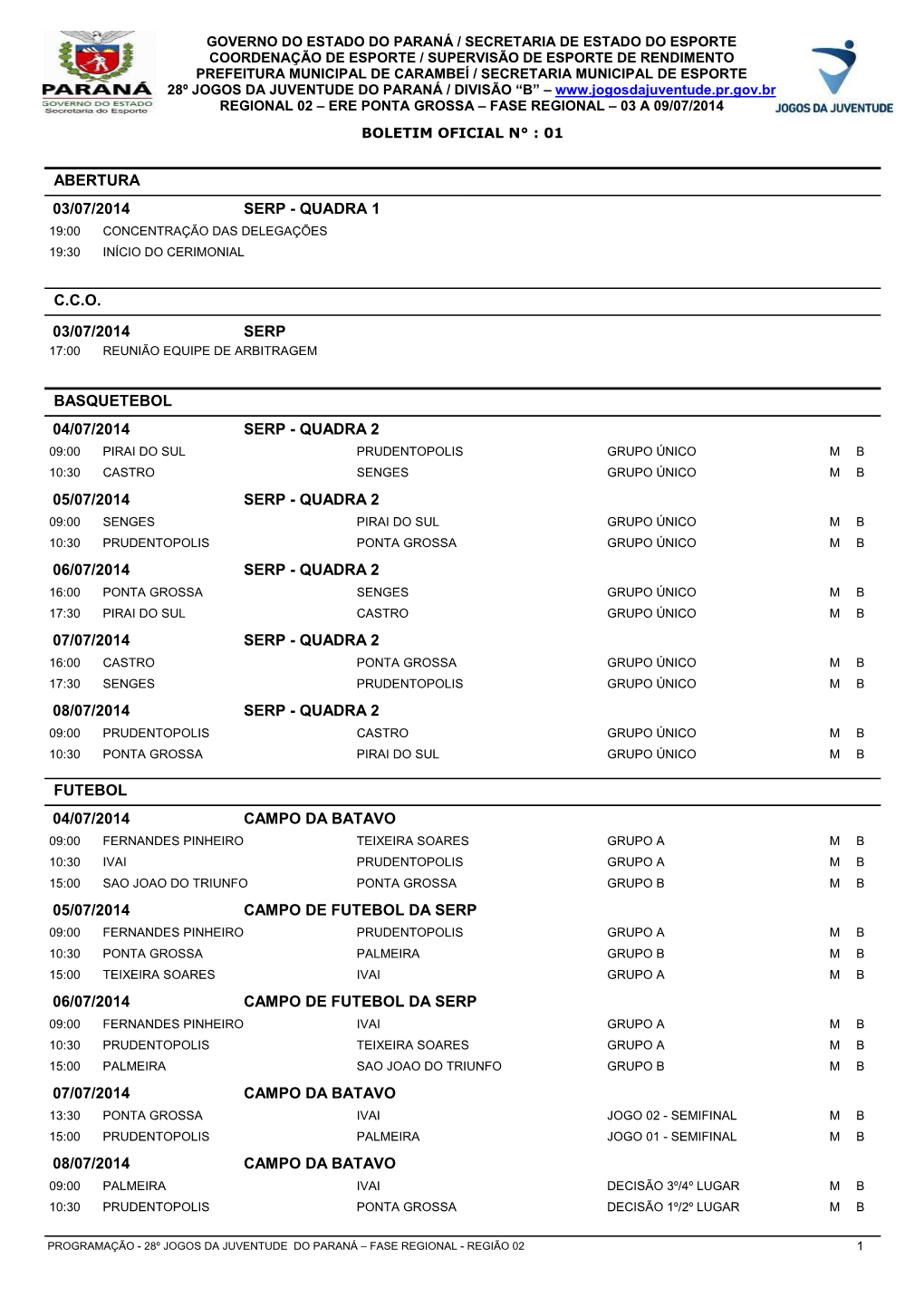 Boletim Oficial N° : 01