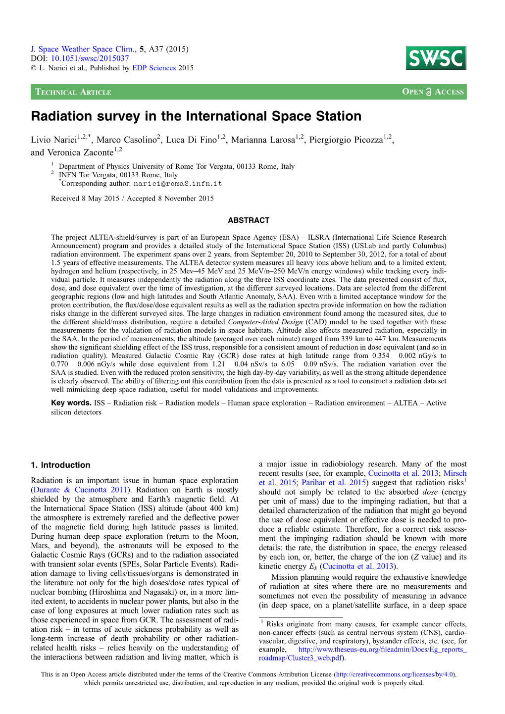 Radiation Survey in the International Space Station