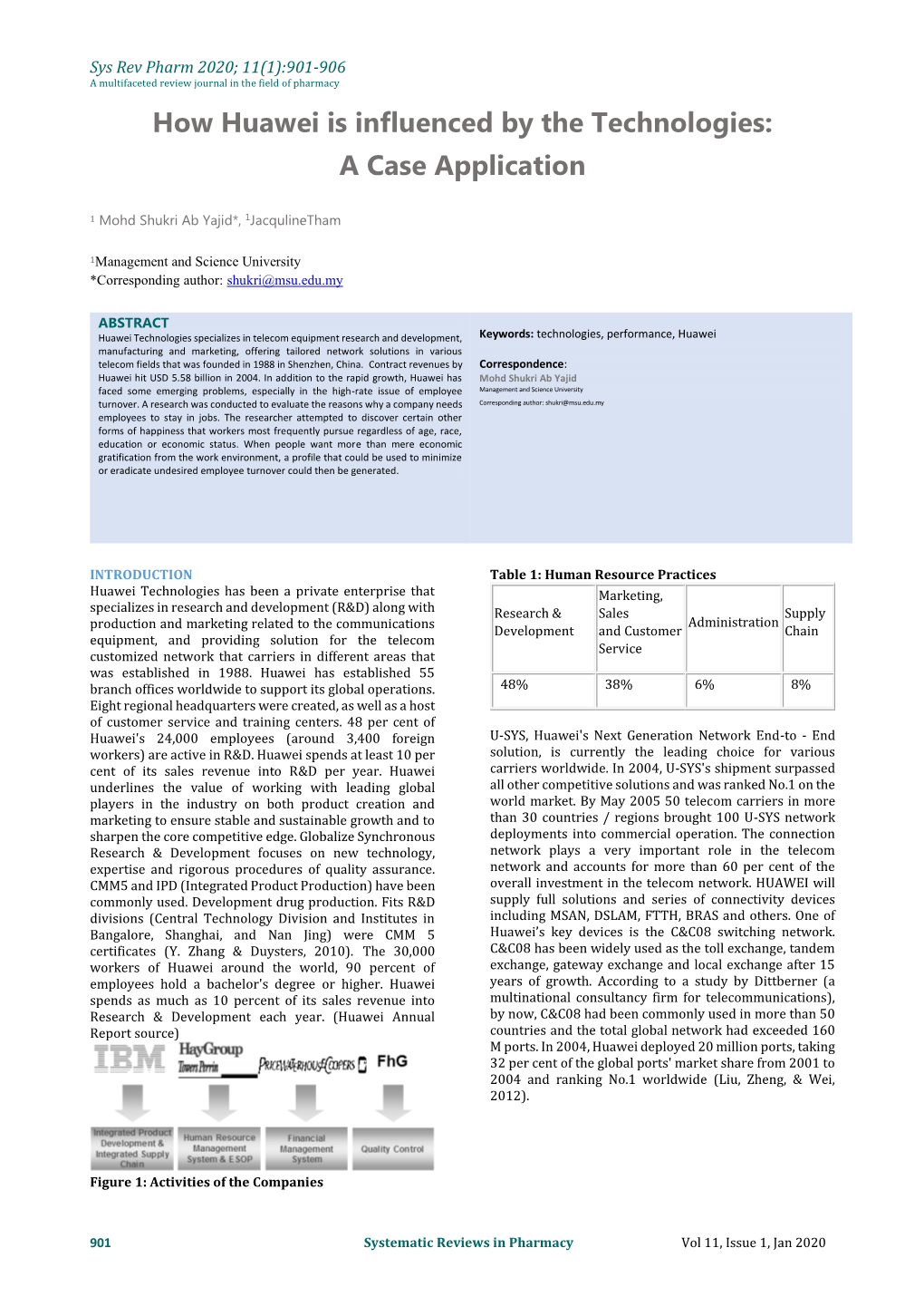 How Huawei Is Influenced by the Technologies: a Case Application