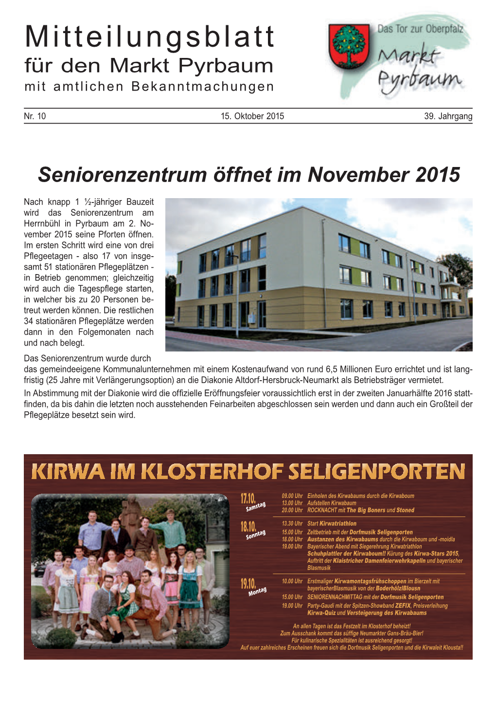 Mitteilungsblatt Oktober 2015