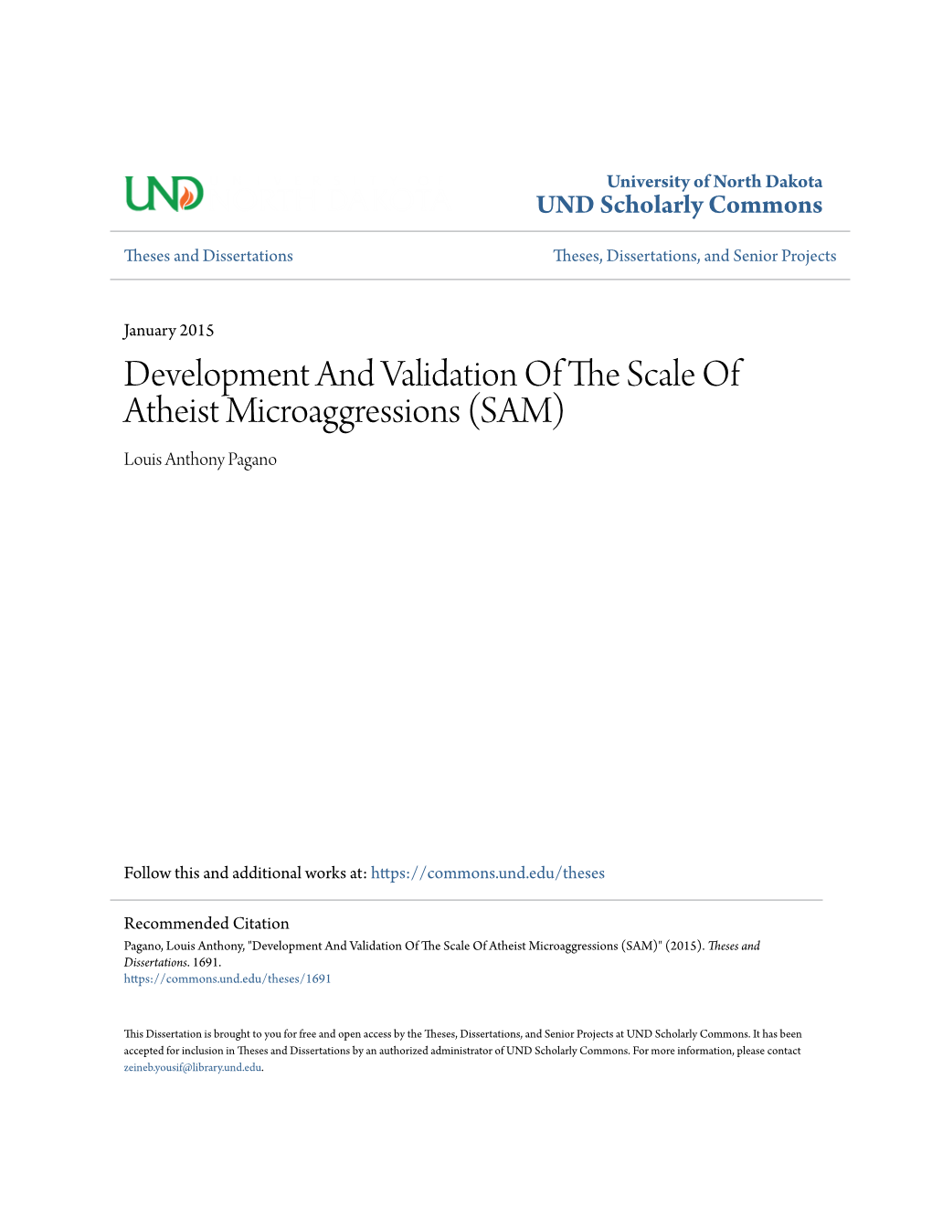 Development and Validation of the Scale of Atheist Microaggressions (Sam)