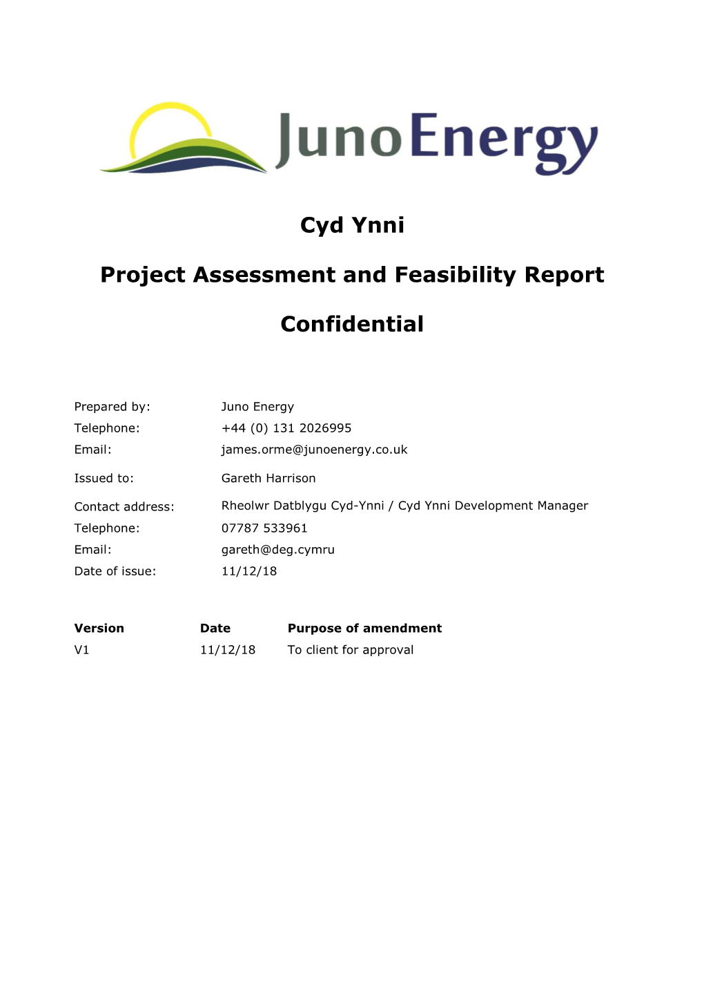 Cyd Ynni Project Assessment and Feasibility Report Confidential