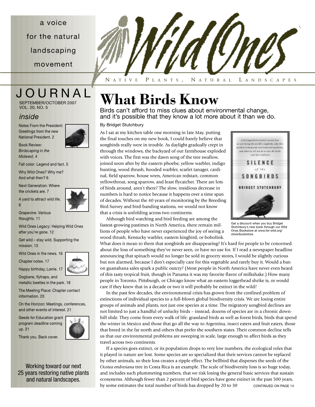 JOURNAL What Birds Know SEPTEMBER/OCTOBER 2007 VOL