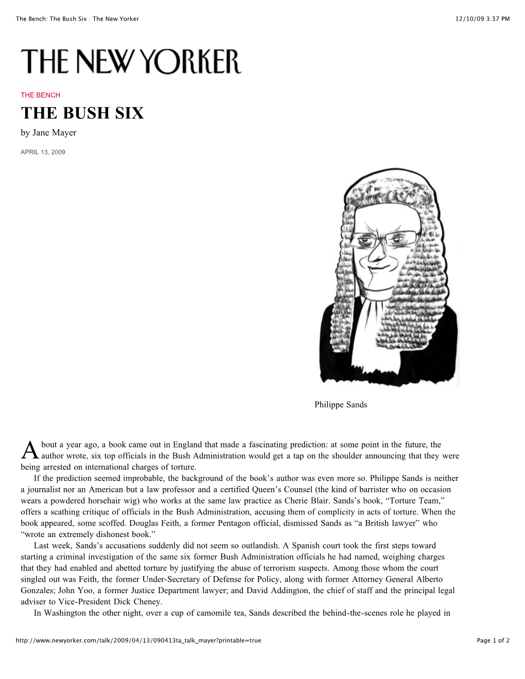 The Bush Six : the New Yorker 12/10/09 3:37 PM