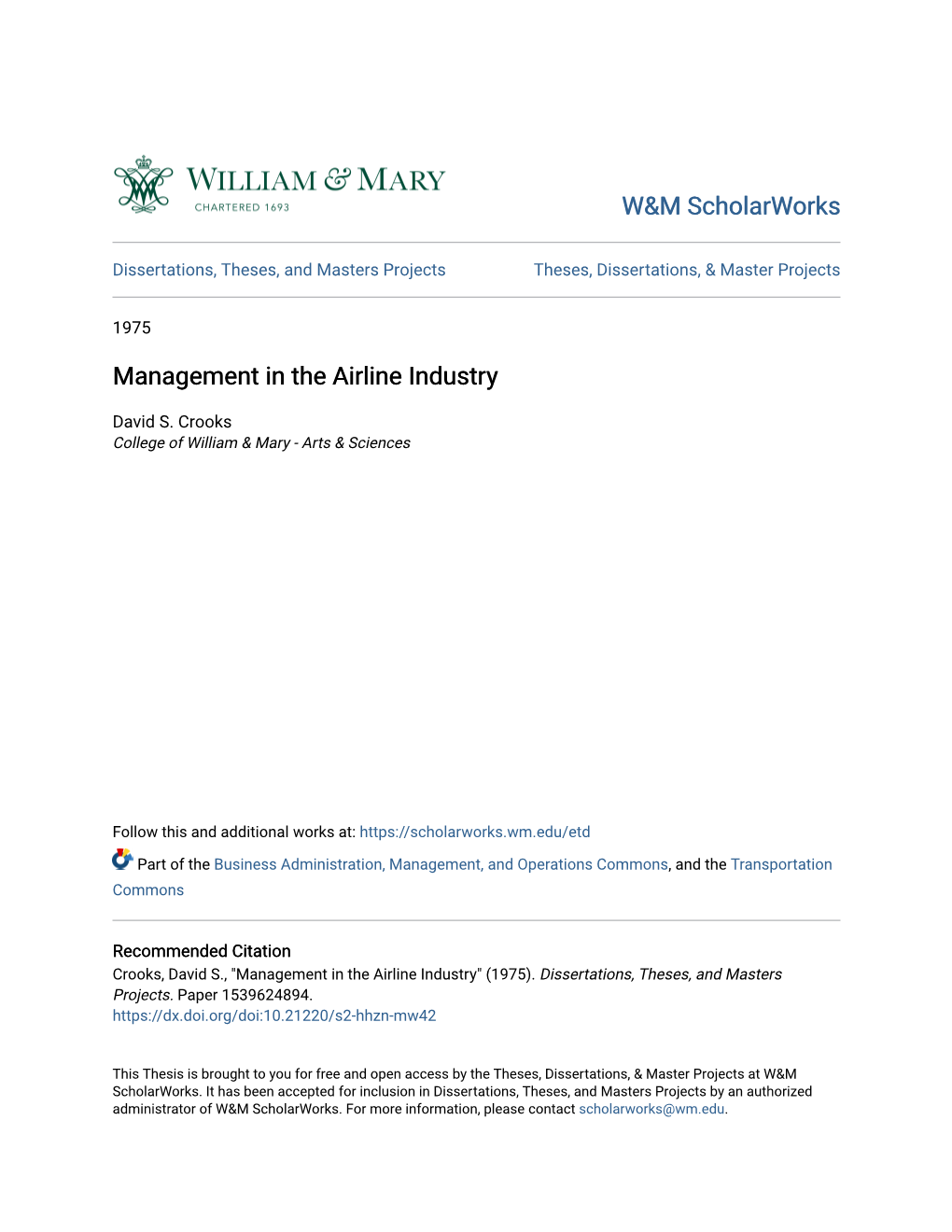 Management in the Airline Industry