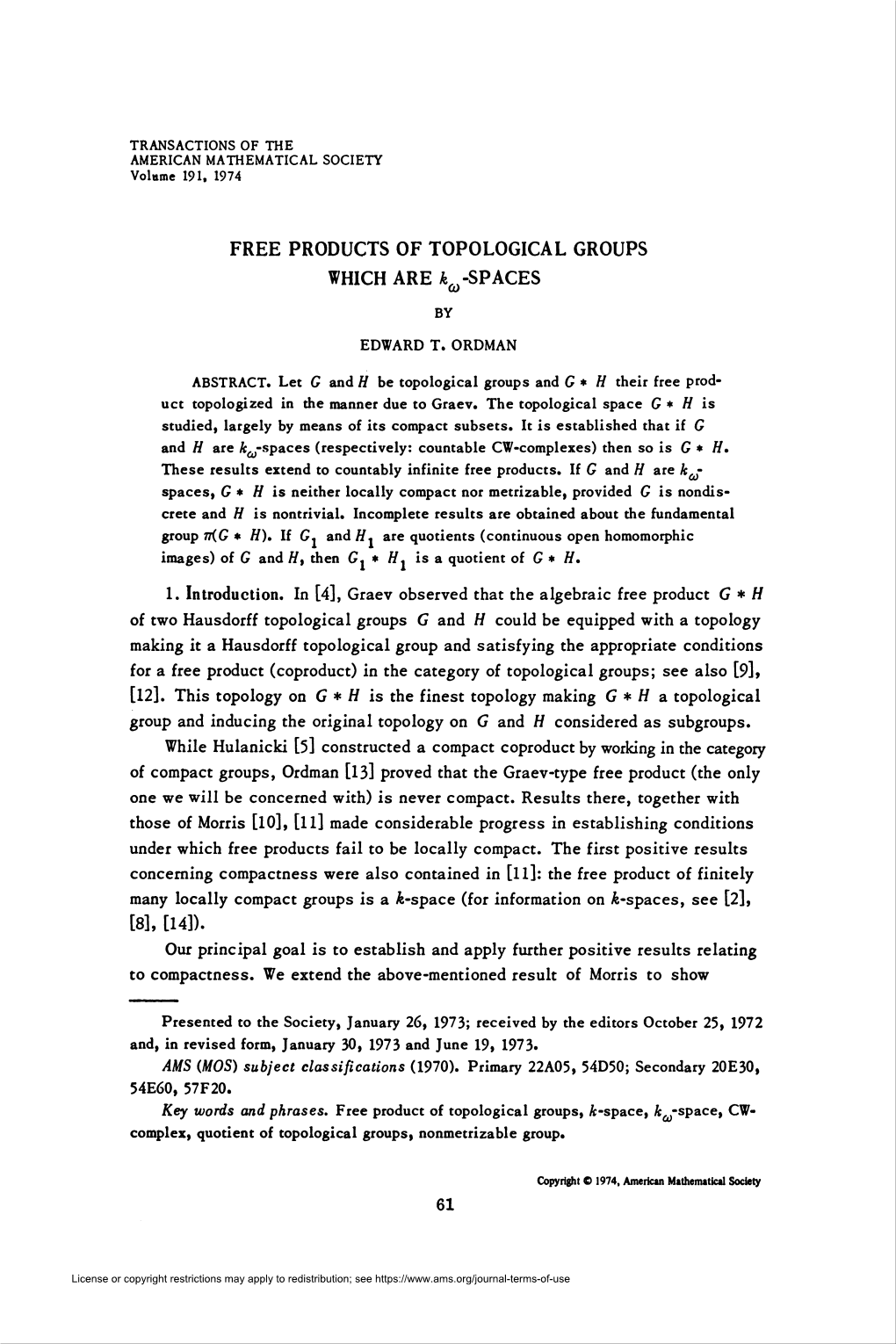 Free Products of Topological Groups Which