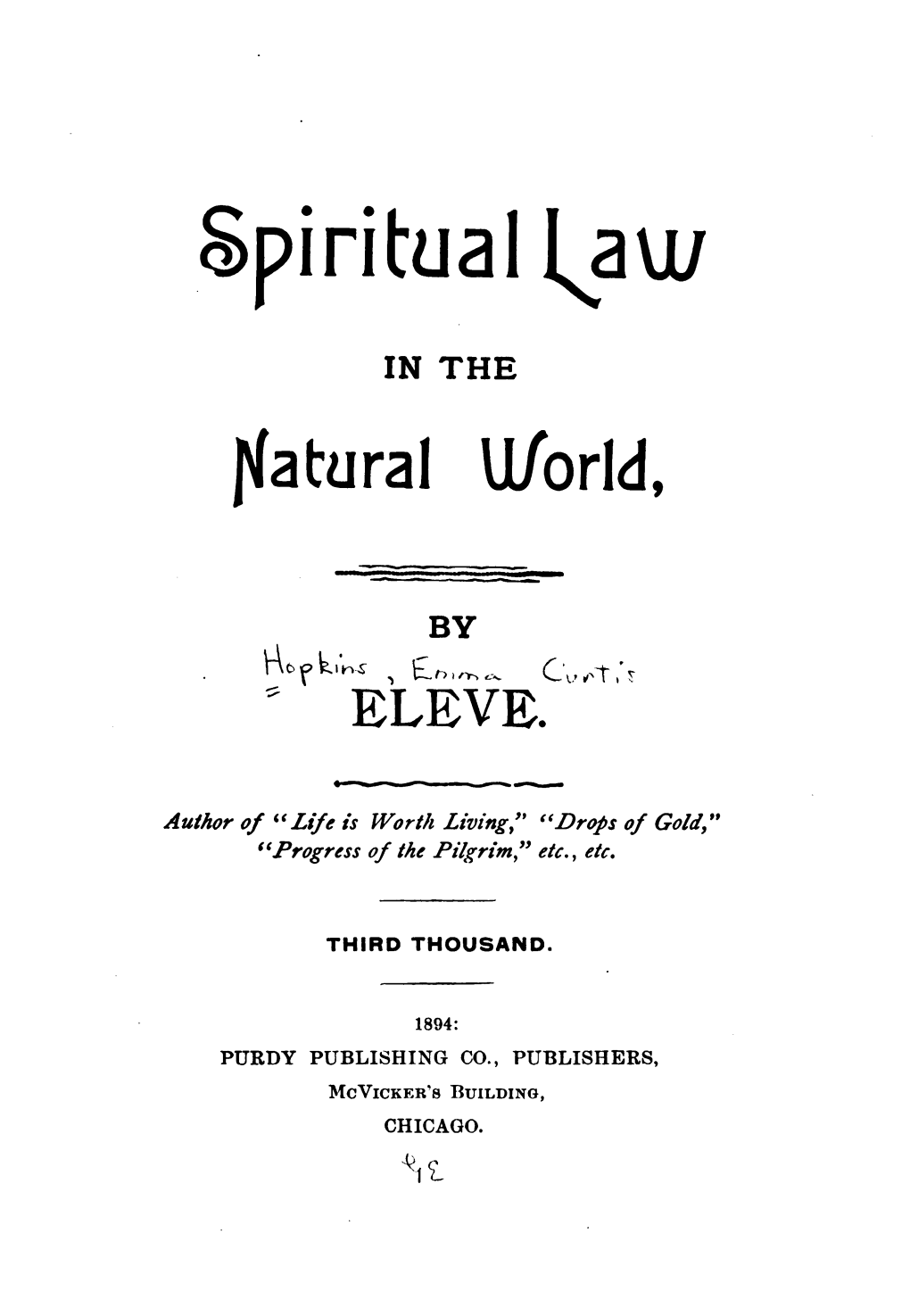 Spiritual Law in the Natural World