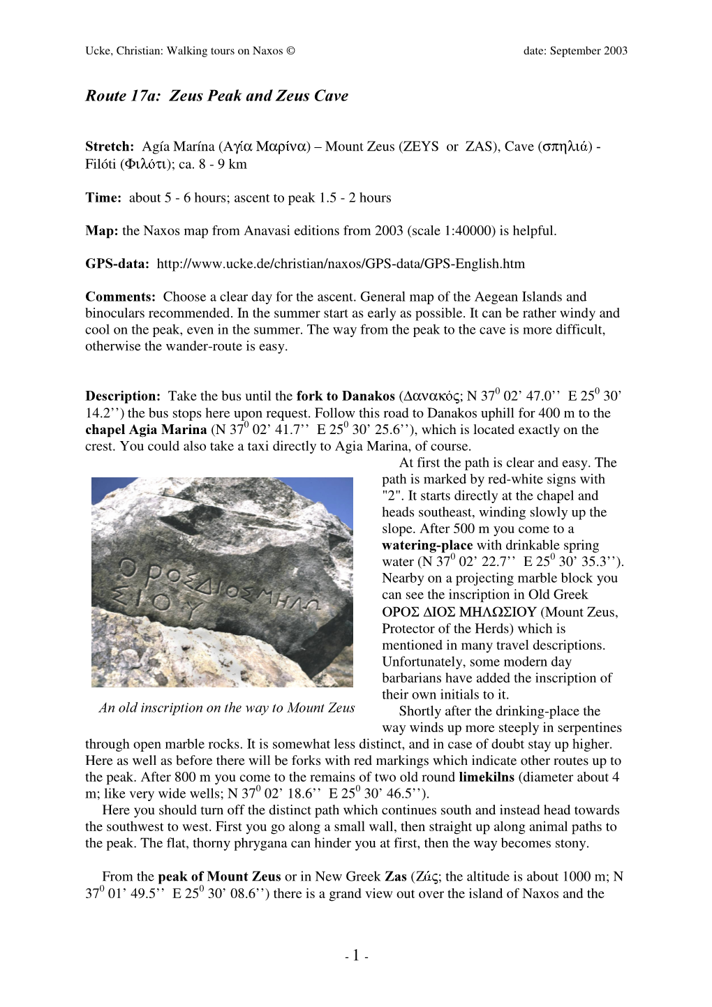 Route 17A: Zeus Peak and Zeus Cave