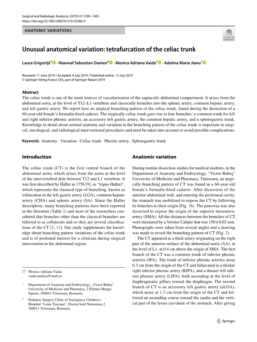 Unusual Anatomical Variation: Tetrafurcation of the Celiac Trunk