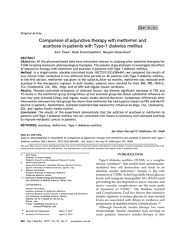 Comparison of Adjunctive Therapy with Metformin and Acarbose in Patients with Type-1 Diabetes Mellitus