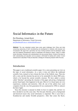 Social Informatics in the Future