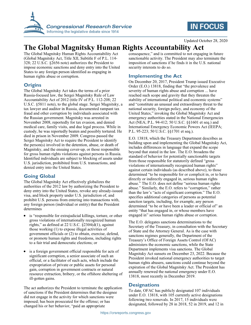 The Global Magnitsky Human Rights Accountability