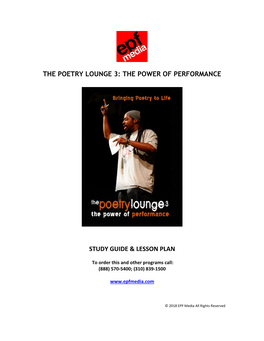 The Poetry Lounge 3: the Power of Performance Study Guide & Lesson