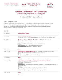Fordham Law Women's First Symposium Public Policy and the Gender Impact