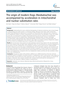 The Origin of Modern Frogs (Neobatrachia)