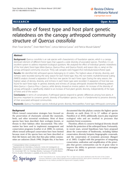 Influence of Forest Type and Host Plant Genetic Relatedness on the Canopy Arthropod Community Structure of Quercus Crassifolia