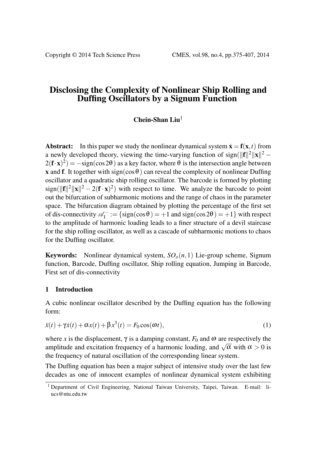 Disclosing the Complexity of Nonlinear Ship Rolling and Duffing