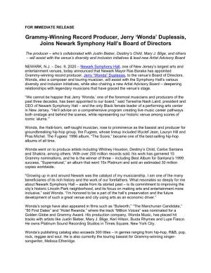 Grammy-Winning Record Producer, Jerry 'Wonda'