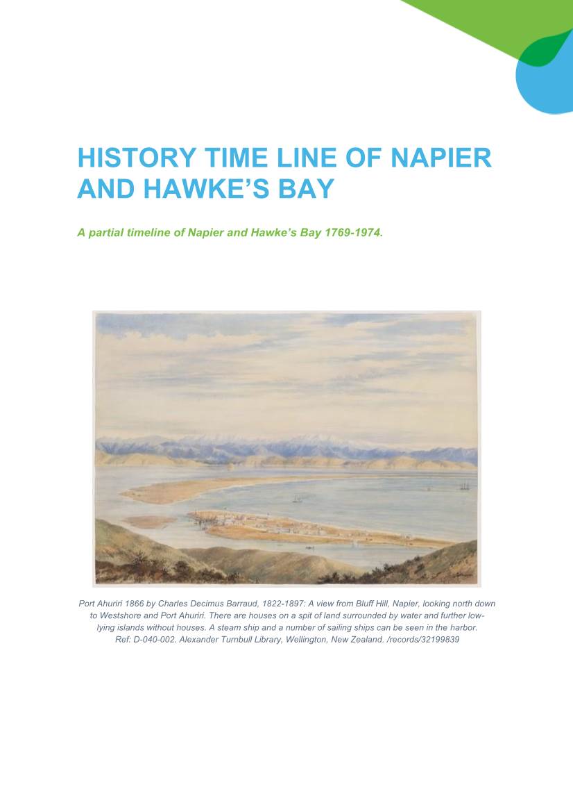 History Time Line of Napier and Hawke's