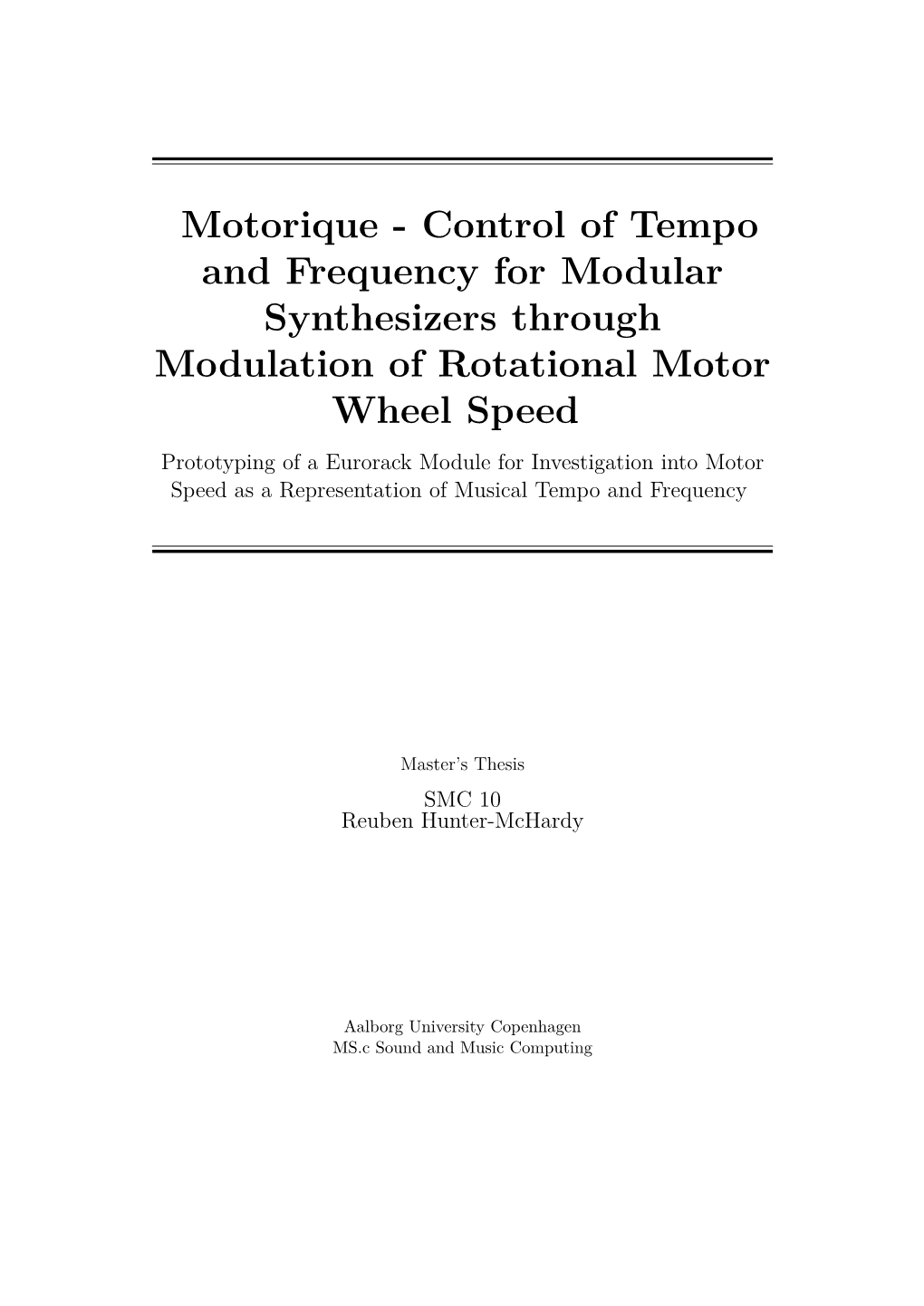 Control of Tempo and Frequency for Modular Synthesizers Through