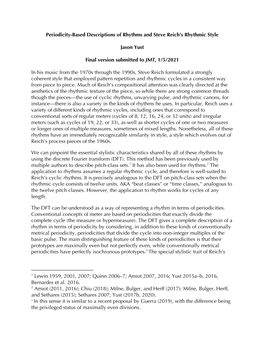 Periodicity-Based Descriptions of Rhythms and Steve Reich's