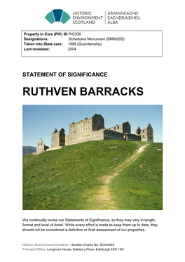 Ruthven Barracks Statement of Significance