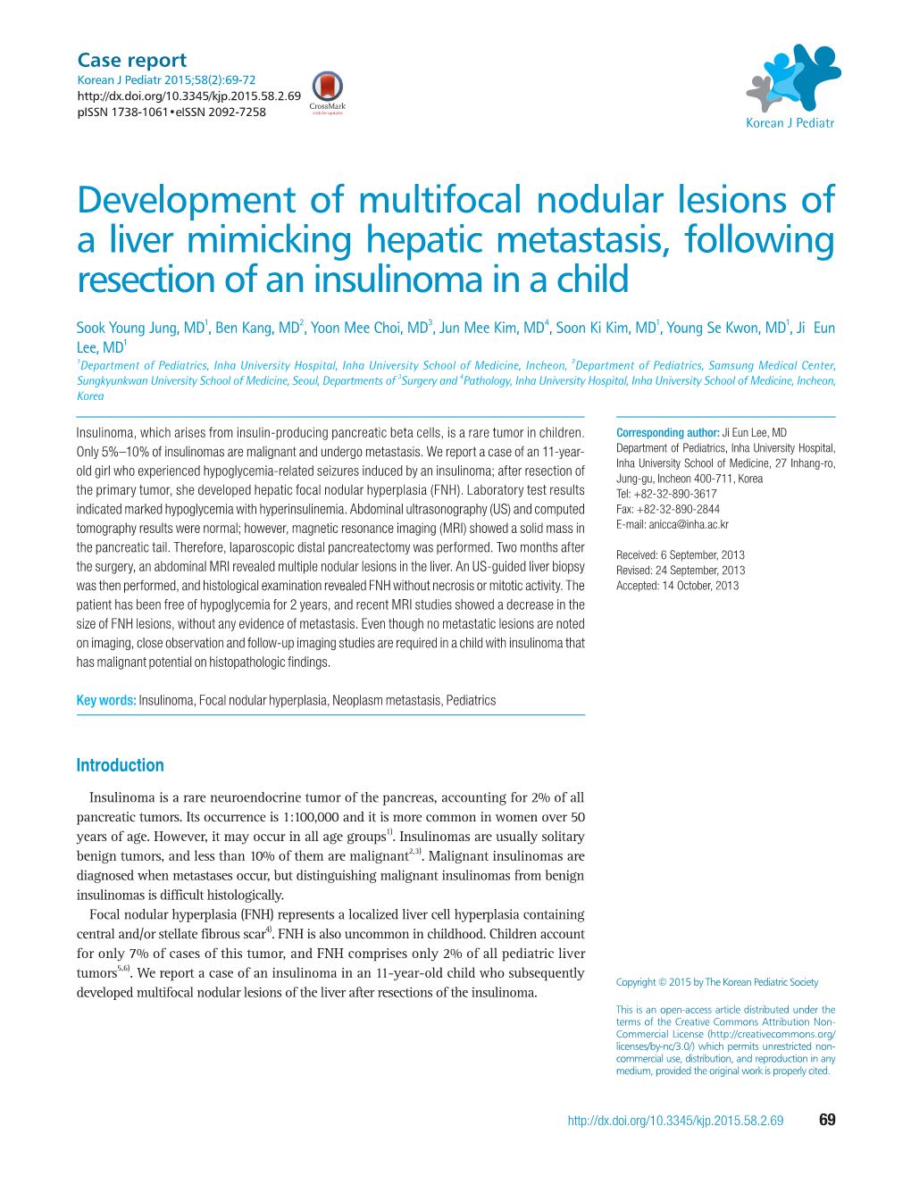 Development of Multifocal Nodular Lesions of a Liver Mimicking Hepatic Metastasis, Following Resection of an Insulinoma in a Child