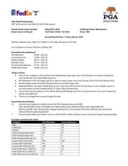 2021 PGA Championship (34Th of 50 Events in the 2020-21 PGA TOUR Season)