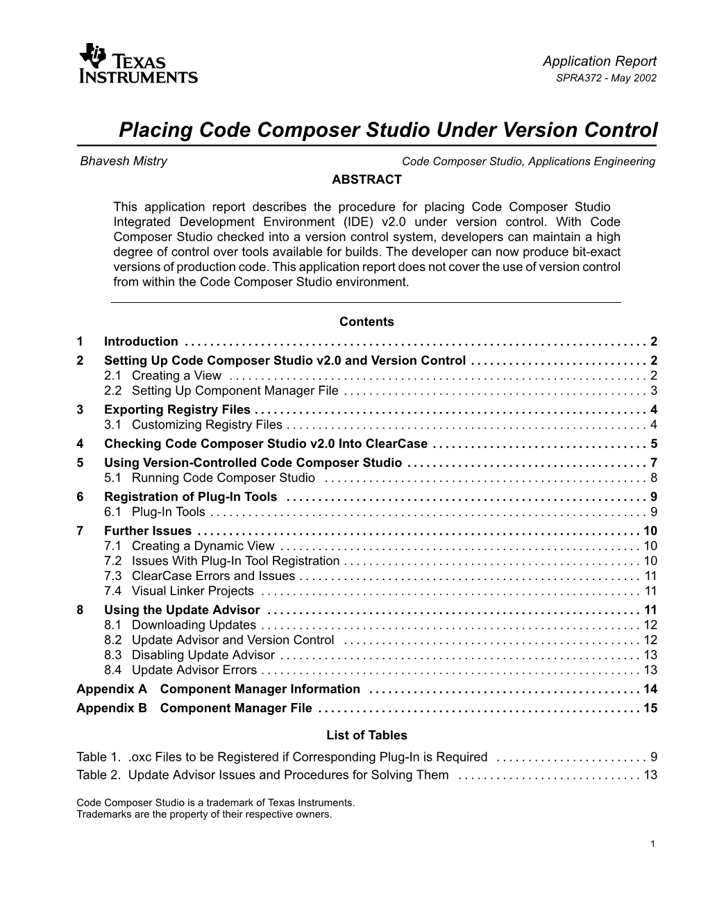 Placing Code Composer Studio Under Version Control