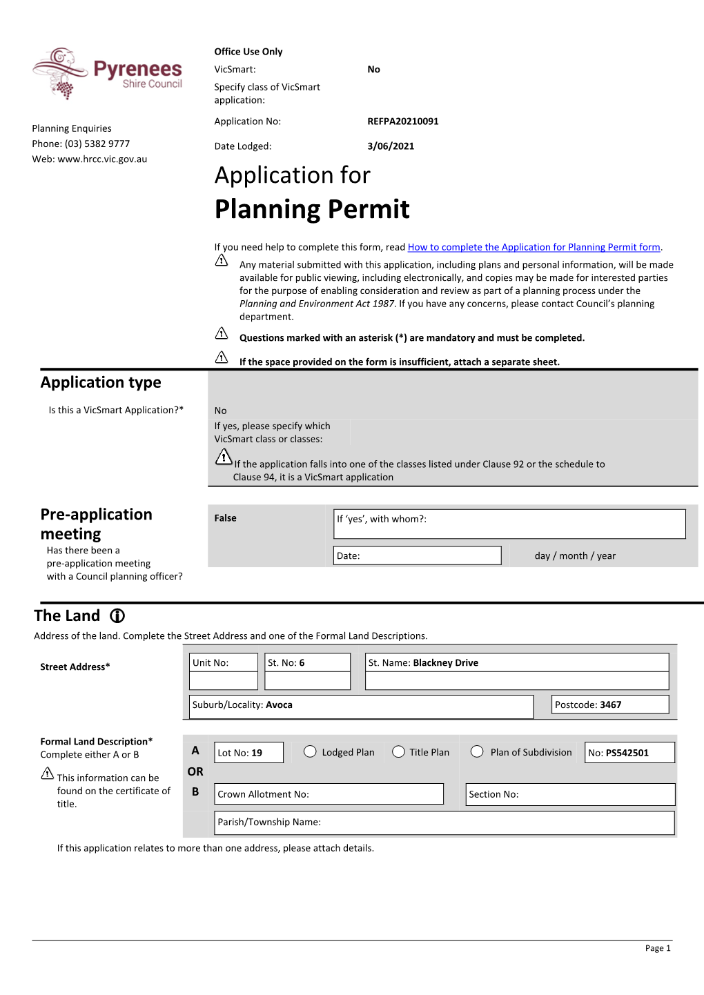 Planning Permit