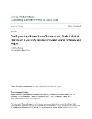 Development and Interactions of Instructor and Student Musical Identities in a University Introductory Music Course for Non-Music Majors