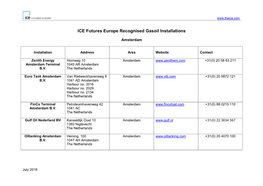 ICE Futures Europe Recognised Gasoil Installations