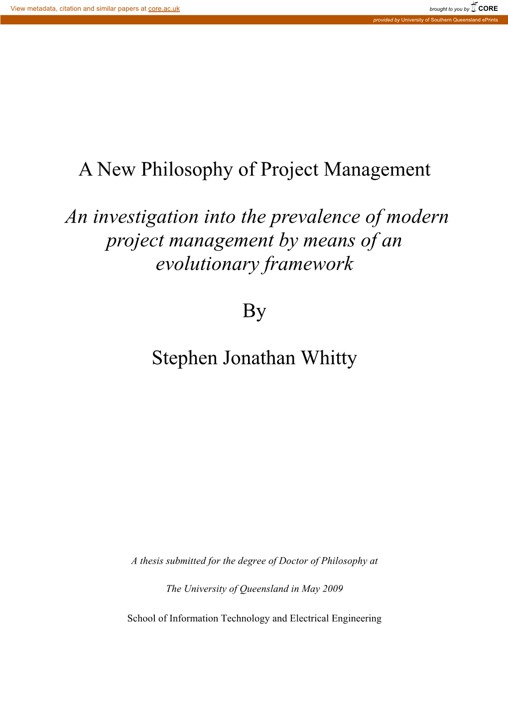 An Investigation Into the Prevalence of Modern Project Management by Means of an Evolutionary Framework