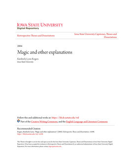Magic and Other Explanations Kimberly Lynn Rogers Iowa State University