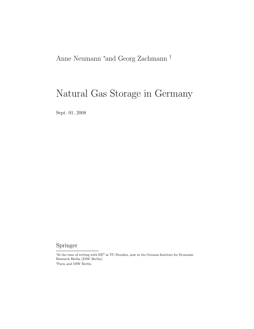 Natural Gas Storage in Germany