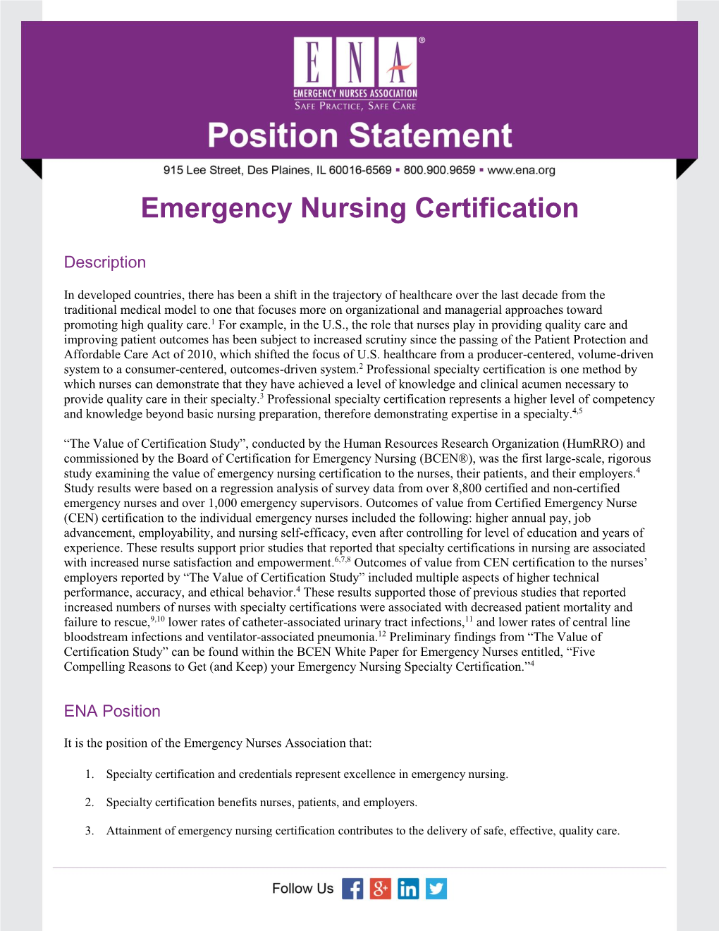 Emergency Nursing Certification