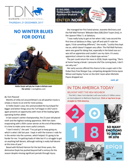 No Winter Blues for Doyle Cont