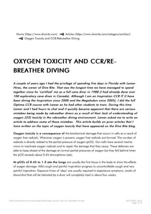 Oxygen Toxicity and CCR/Rebreather Diving