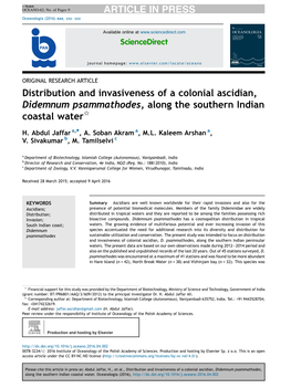 Distribution and Invasiveness of a Colonial Ascidian