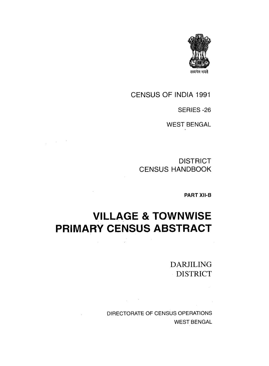 Village & Townwise Primary Census Abstract, Darjiling, Part XII-B