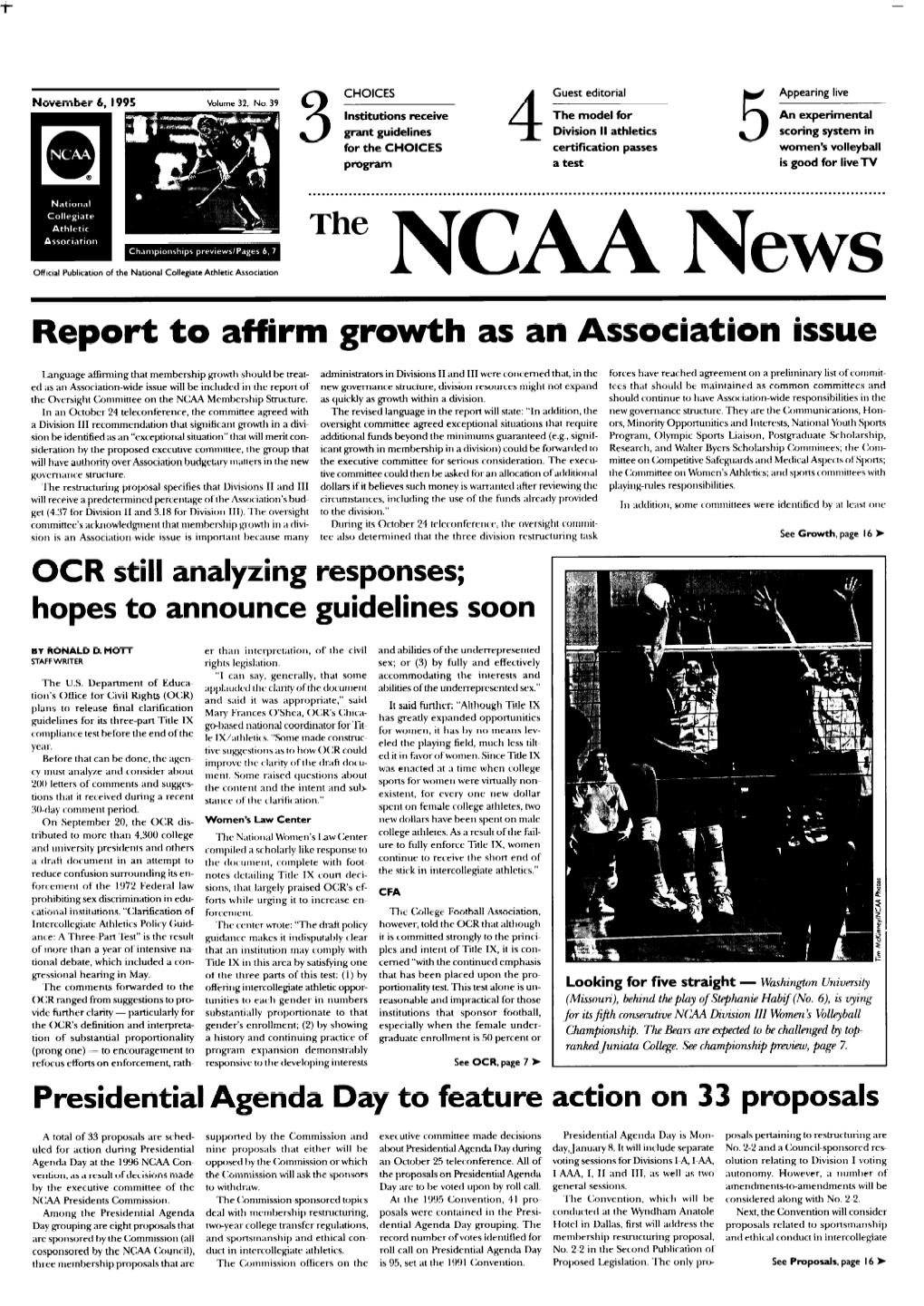 The NCAA News November 6, 1995