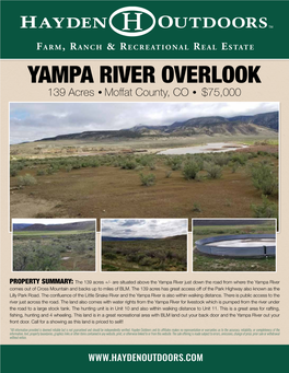 YAMPA RIVER OVERLOOK 139 Acres • Moffat County, CO• $75,000