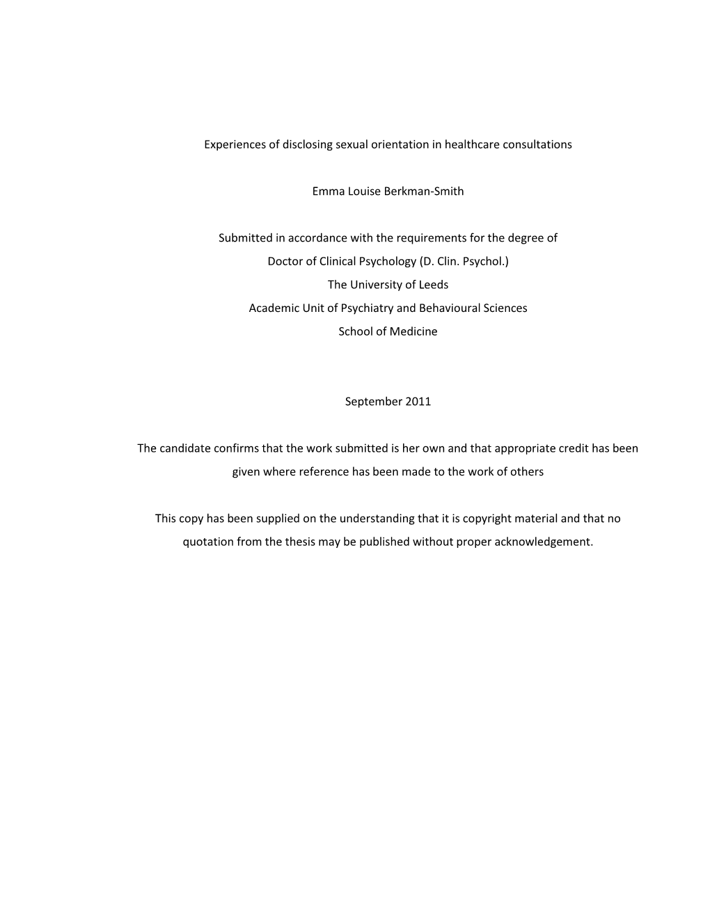 Experiences of Disclosing Sexual Orientation in Healthcare Consultations