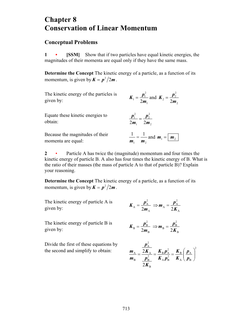 Chapter 8 Conservation of Linear Momentum