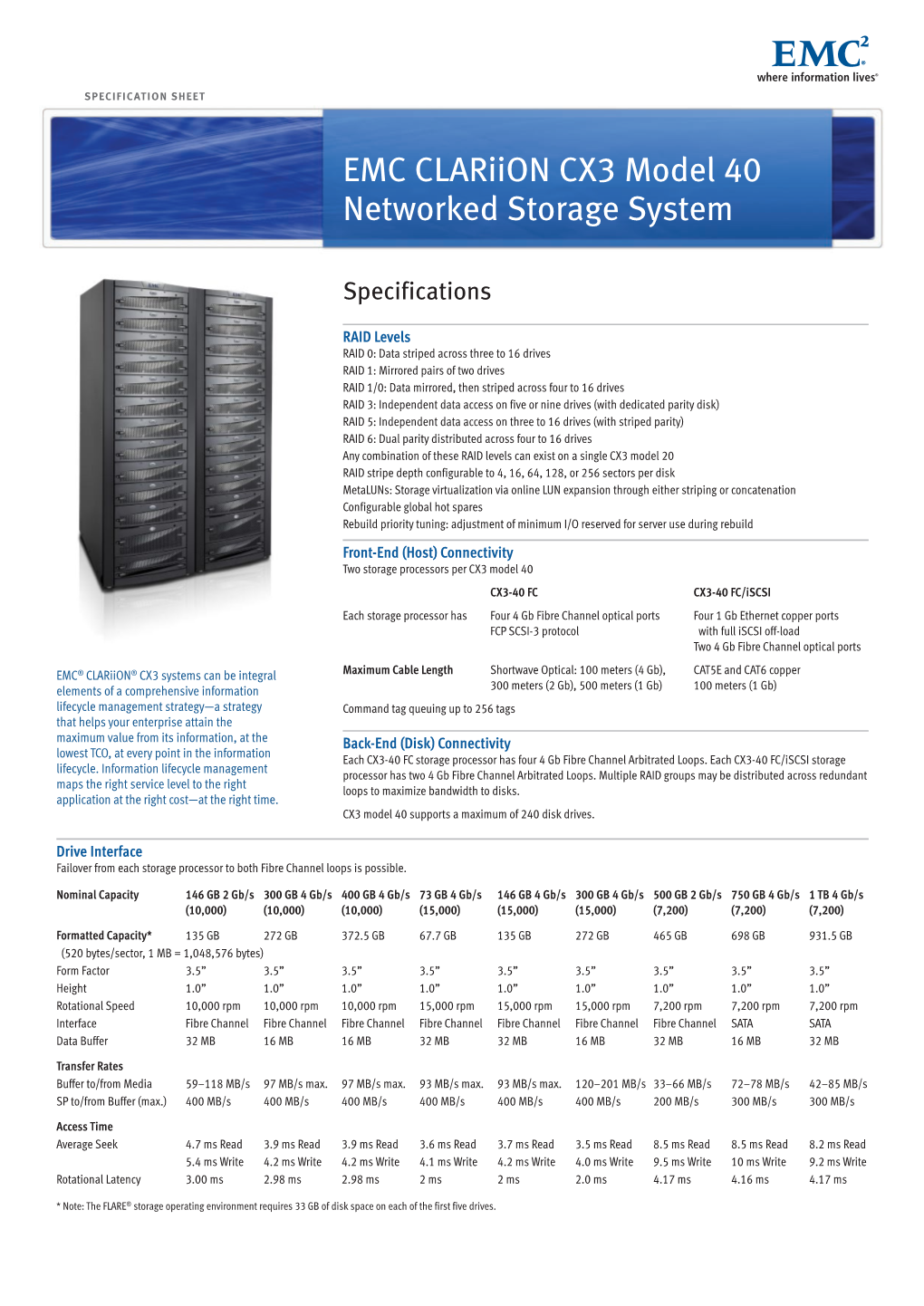 EMC Clariion CX3 Model 40 Networked Storage System